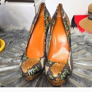 Gucci multi color Betty Platform  Python skin pumps